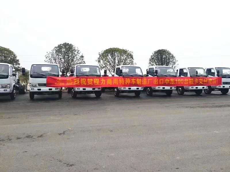 腾博会汽车100台轻卡出口中东国家项目展示