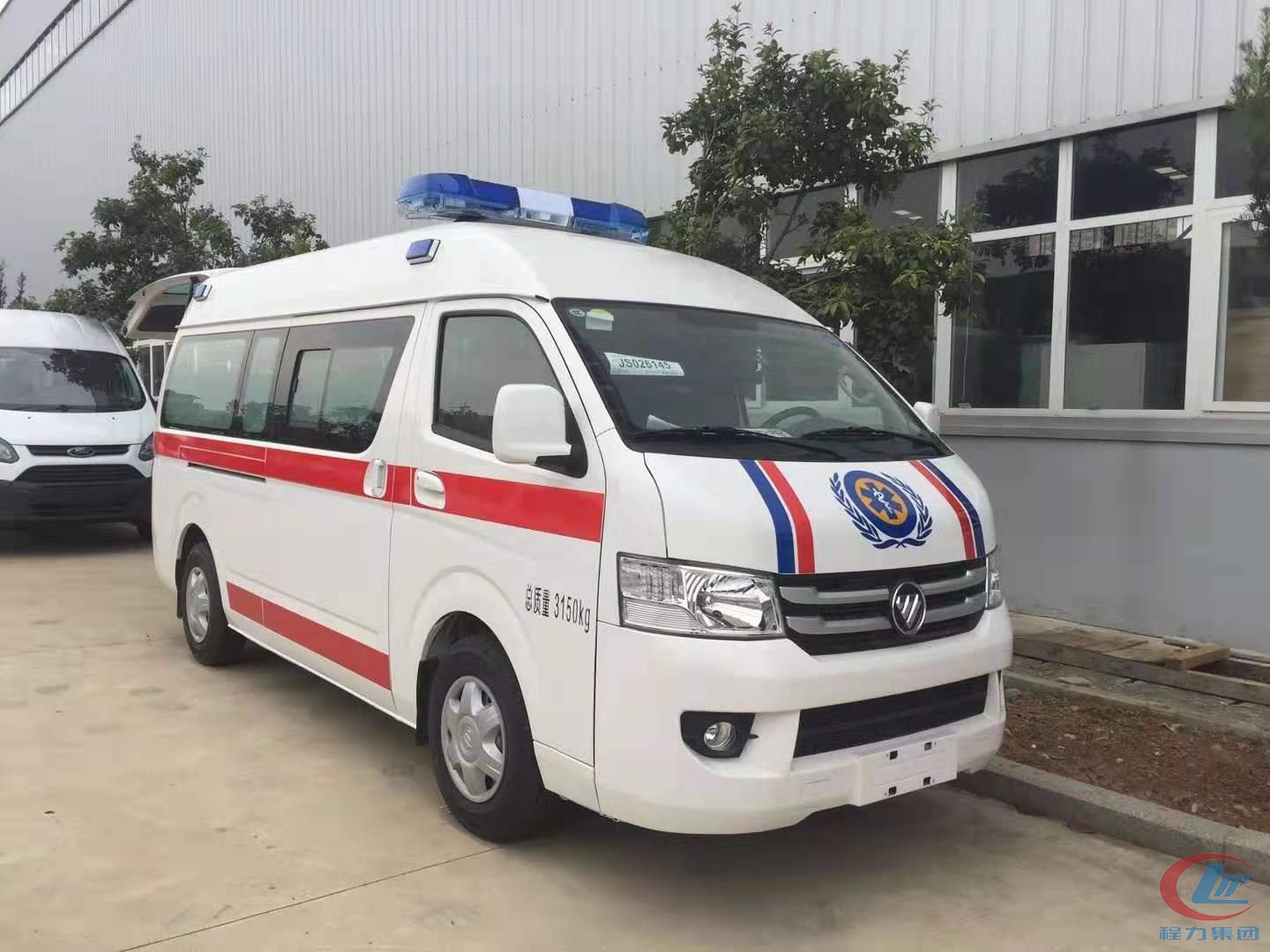 腾博会褔田救护车福田G9高顶救护车侧面图